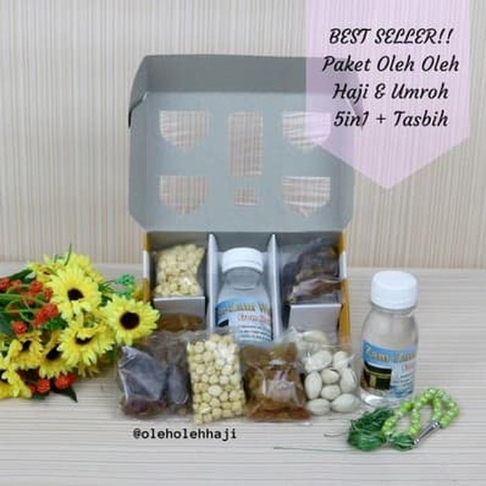 PALING LARIS Paket Oleh Oleh Haji & Umroh 5in1 Komplit Air Zam Zam 80ml Tasbih 33