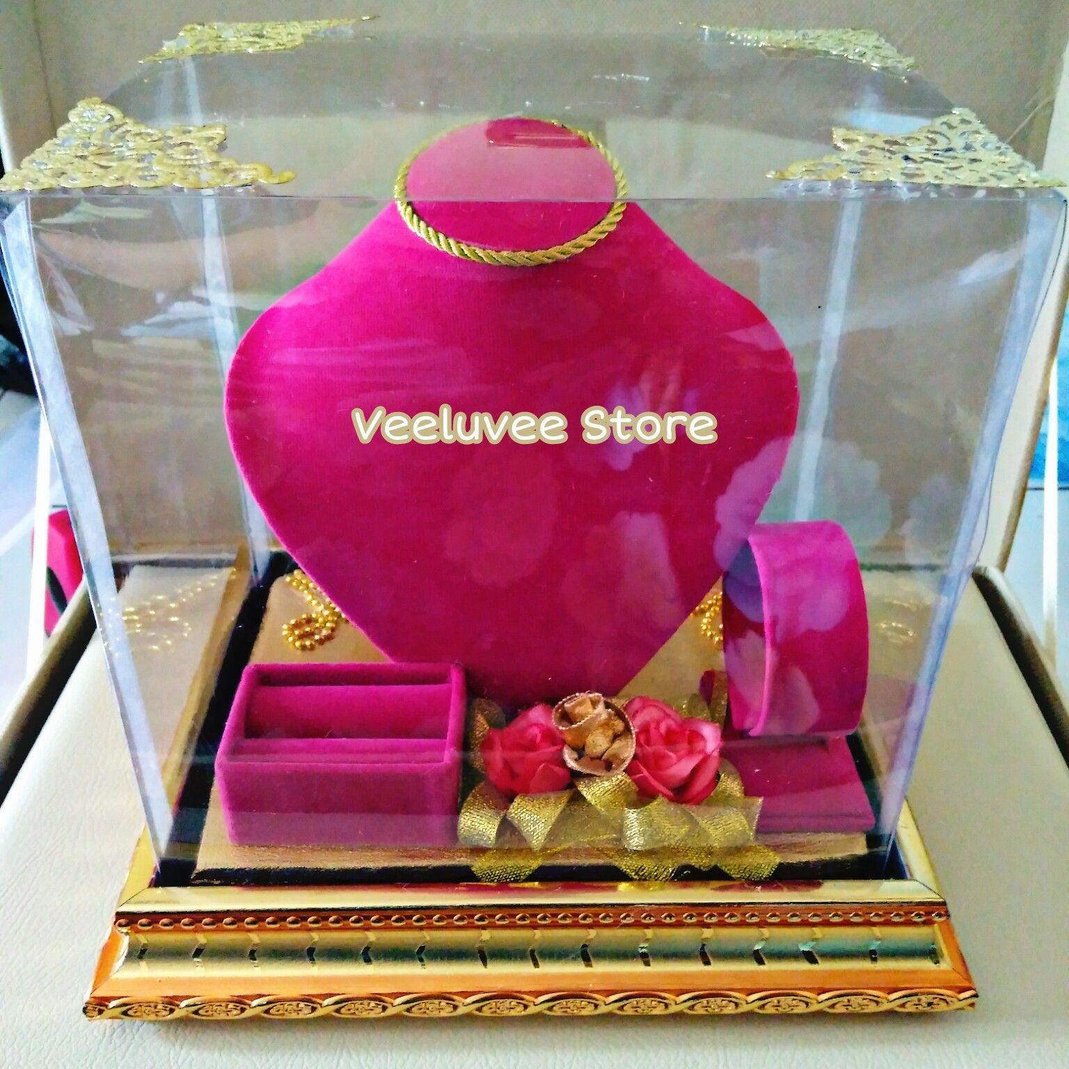 Kotak Tempat Mahar Seserahan Perhiasan Set Kalung Gelang Cincin Gold Edition