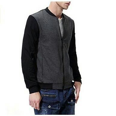 JAKET Bomber Baseball Varsity Abu Tua Kombi Hitam Big Size