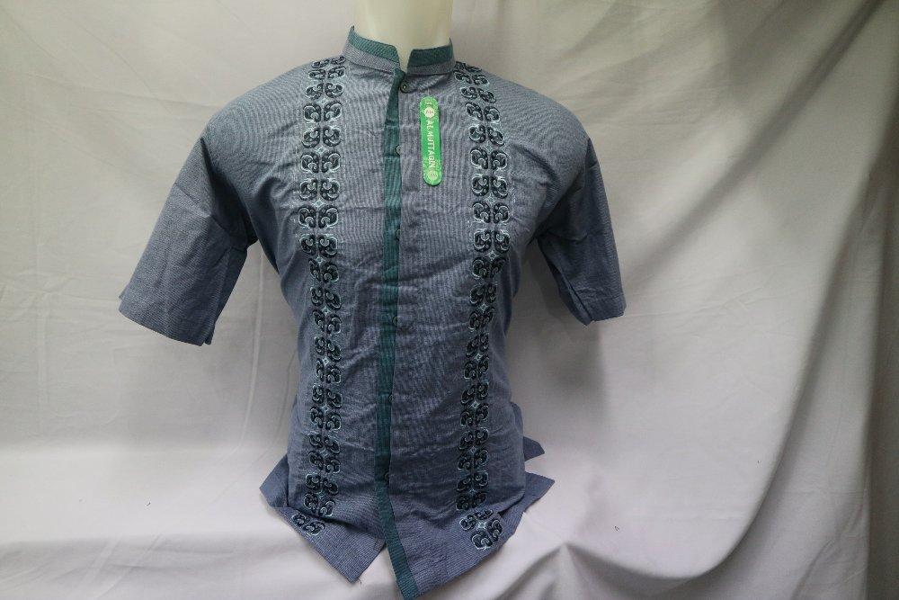 Kemeja Pria Muslim Baju Koko Lengan Pendek Biru Bordir Dewasa Gamis Terbaru Al Muttaqin KIT 053 di lapak Al Muttaqin Collection produsenbajukoko