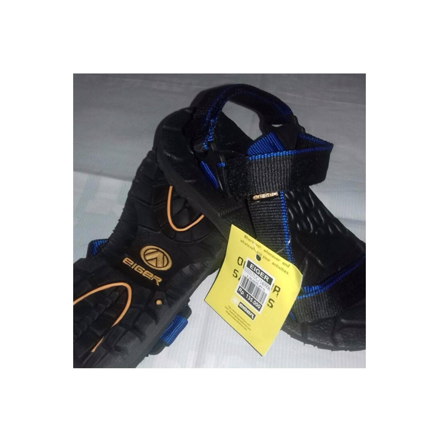 EXCLUSIVE BEST SELLER Sandal Gunung Eiger Selop Hitam Tali List Biru