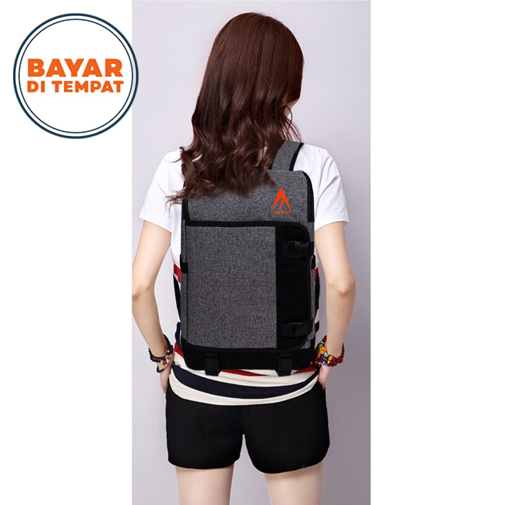 Metric Tas Ransel Backpack Ma0068 17 Inch Tas Laptop Tas Punggung Tas Kerja Tas Kuliah Material Kanvas - Grey