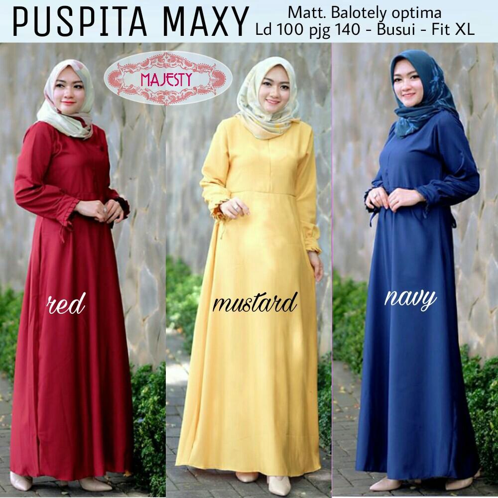puspita dress ori majesty gamis muslimah polos longdress navy balotelli optima simple basic