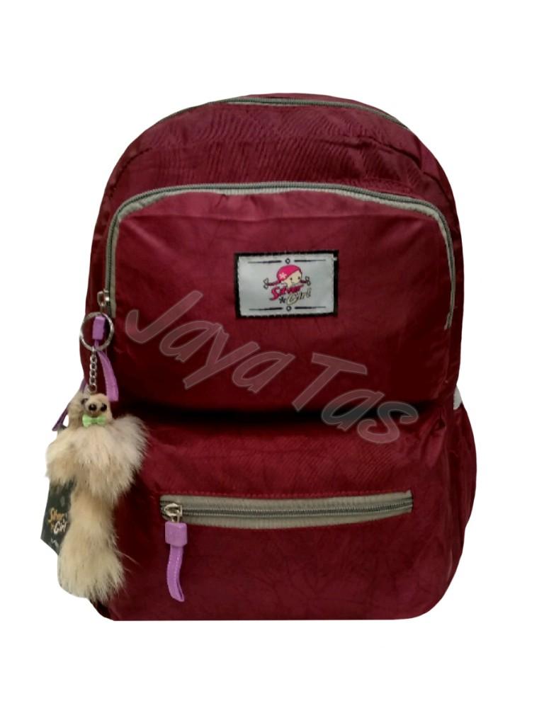 Tas Ransel Anak Sekolah Alto Silver Girl JT-11718 Marun + Raincover