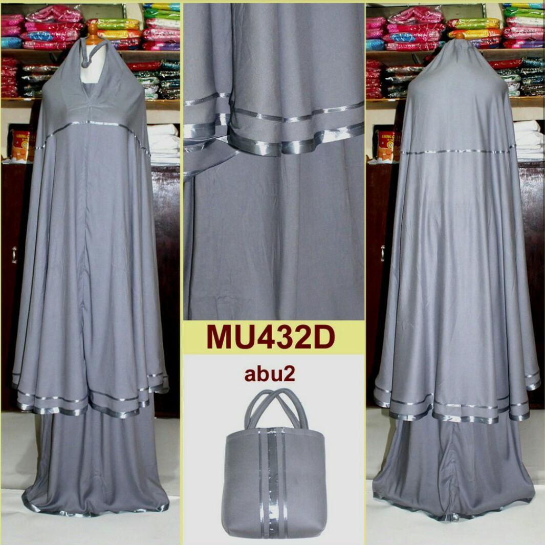 Mukena Katun Polos Garis Pita Simple Variasi Silver