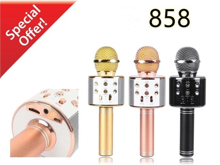Unik MIC Smule Karaoke Portable KT-858 Bluetooth Wireless Microphone Speaker USB - Random Color