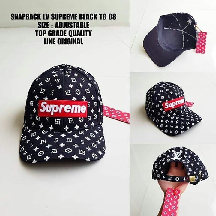 topi snapback LV supreme black TG 08
