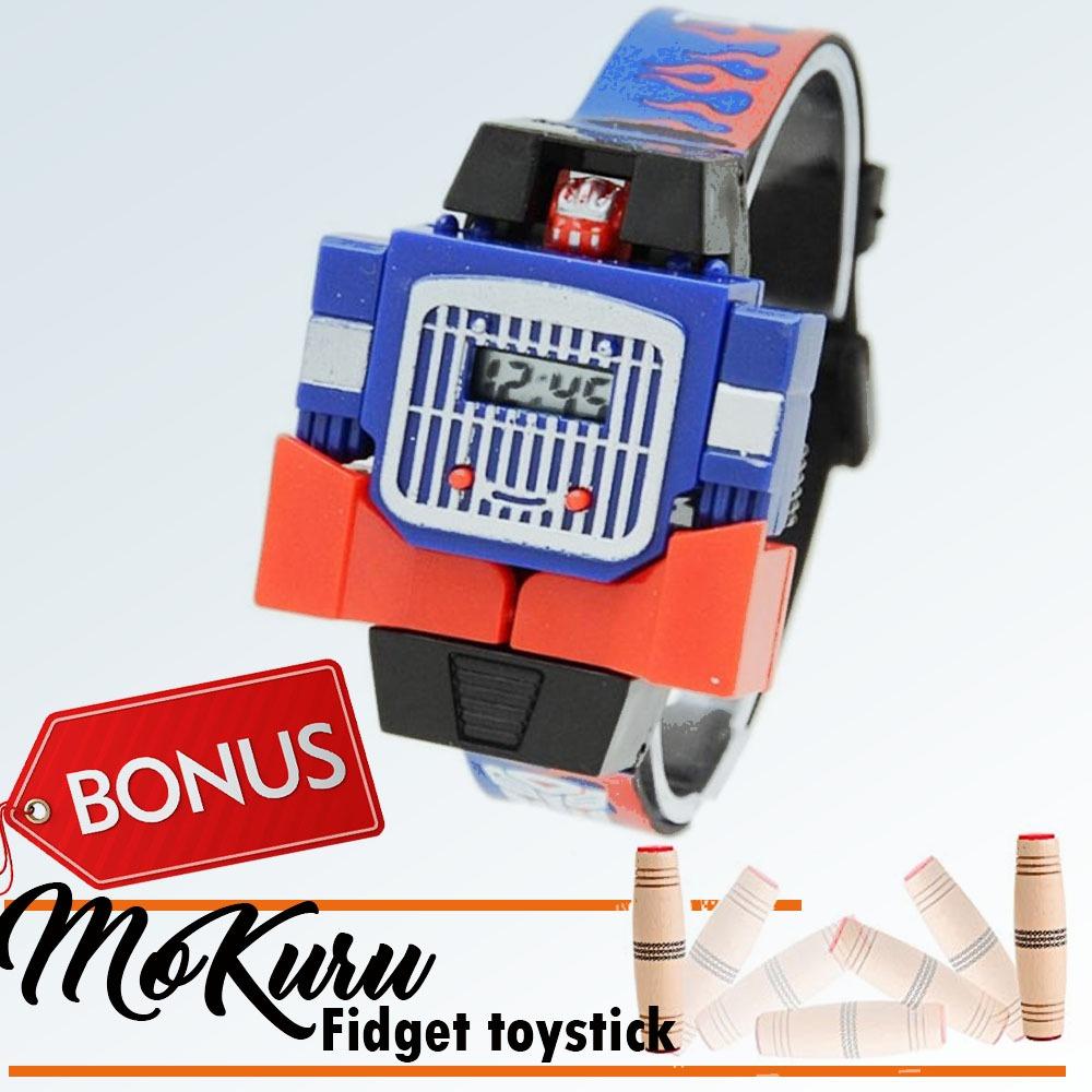 Jam Mainan Anak 2in1 - Robot Transformer - Gratis Fidget Toys MOKURU - Bisa Bayar di Tempat