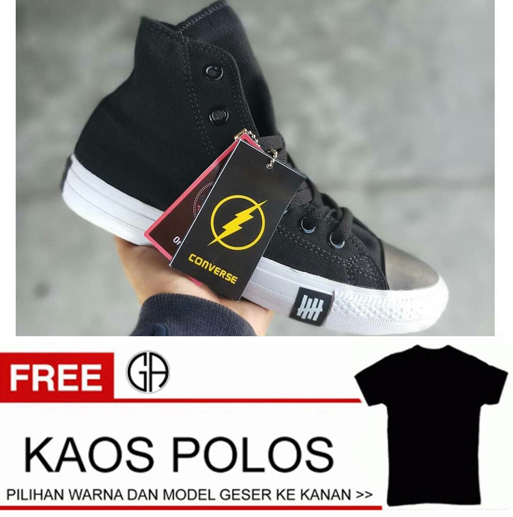 GA sepatu converse undefeated high tinggi / kets sneakers dan kasual pria / sepatu kasual kanvas / sepatu sneaker pria / sepatu pria / sepatu sneaker murah hitam navy biru maroon free kaos polos