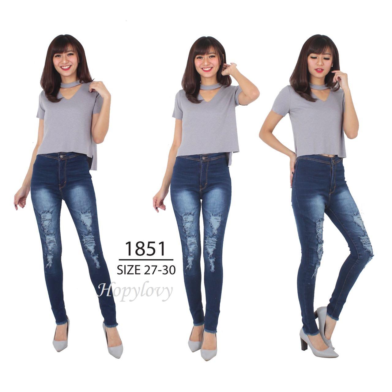 CELANA JEANS HIGHWAIST RIPPED KODE 1851