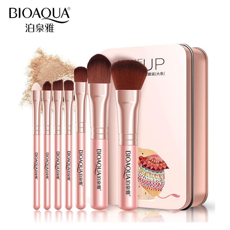 Zzooi Bioaqua Brand 7pcs Pro Purple Makeup Brushes Set Soft Fiber Foundation Eyeshadow Powder Bb Cream Base Brush Cosmetic Tool (PINK)