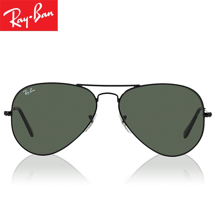 Rayban RB3025 L2823 58-14 Aviator Classic Kacamata Pria Wanita Eye Wear Men Women Sunglasses Black Frame Green Lens
