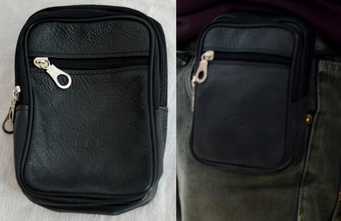 ORIGINAL!!! Sarung Dompet hp Tas pinggang gunung kulit hitam army pria korea bagus - ub54Sy