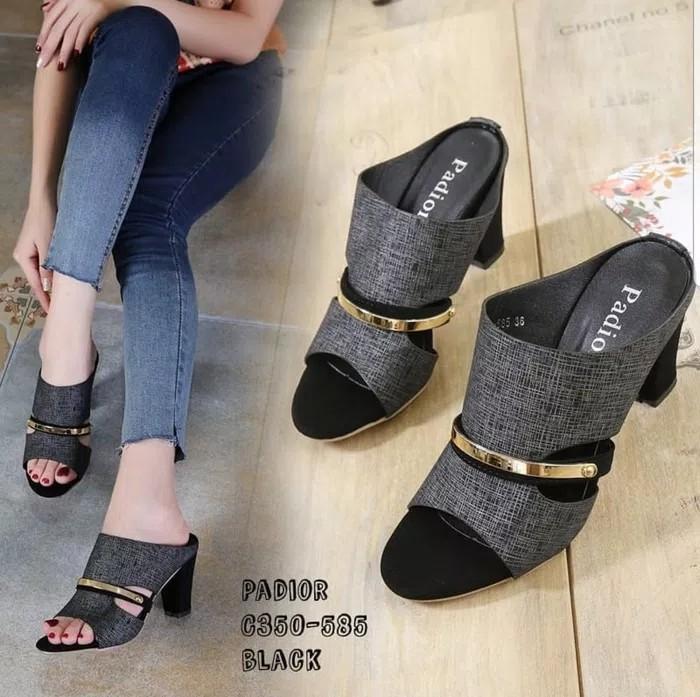 BISA BAYAR DI TEMPAT#High heels pesta hitam coklat list gold murah ezell shop