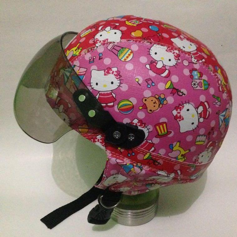Helm Anak Broco Chip Retro Raca Riben Lucu Usia 1 sampai 5 tahun Motif Hello Kitty Batik - Merah
