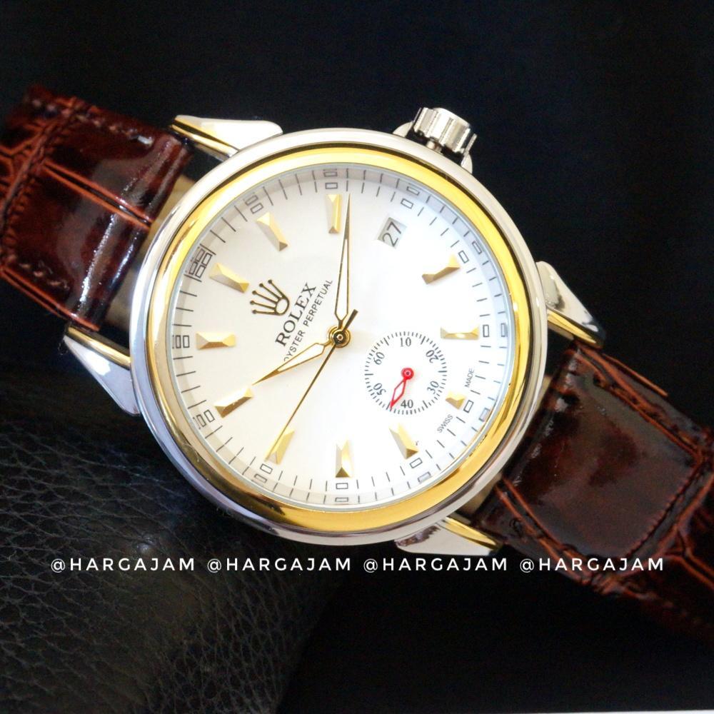 Jam Tangan Automatic Rolex R1029 - Strap Leather Maroon (Hargajam Harga Jam Matic Otomatis)