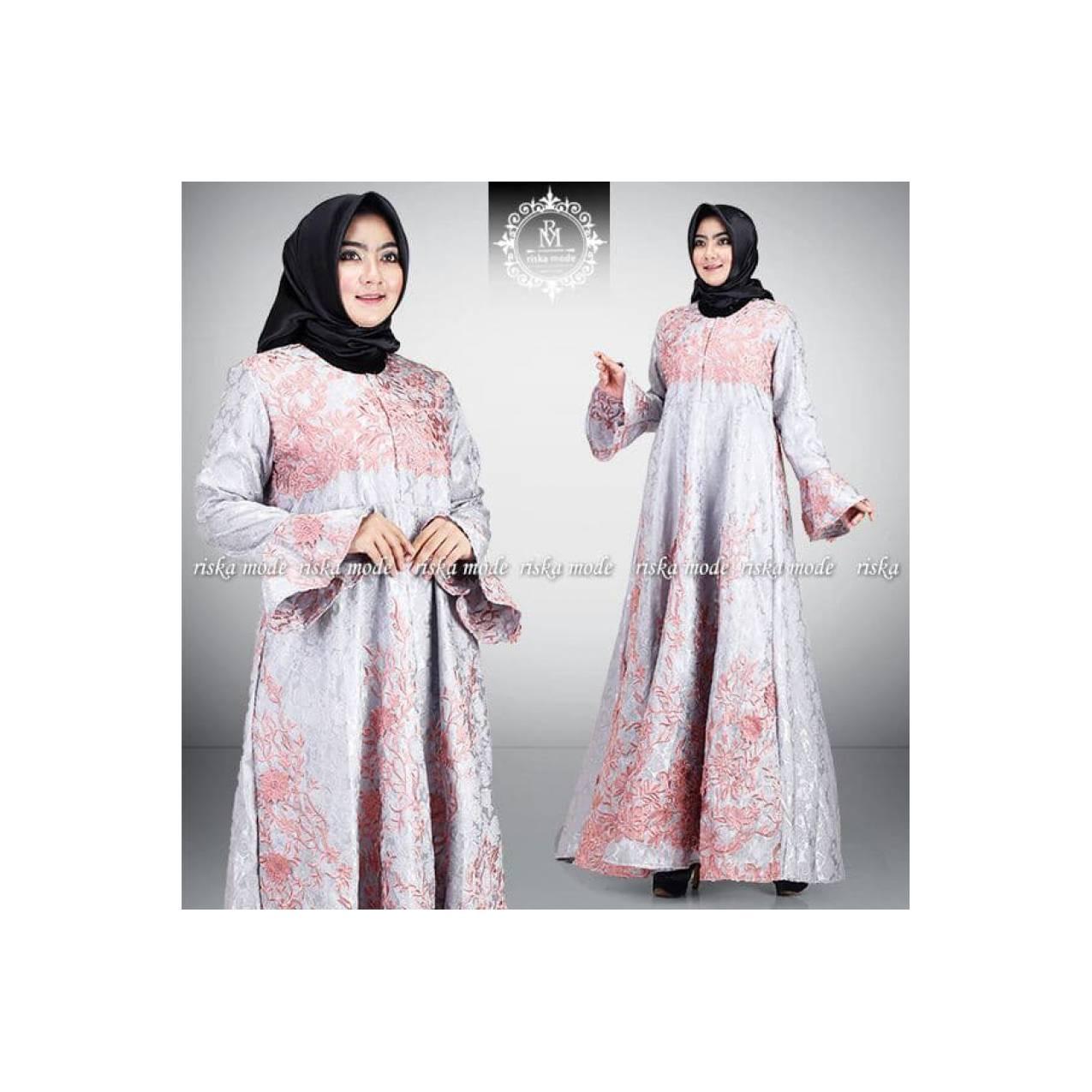 Gamis Jamila silver original brand Riska Collection