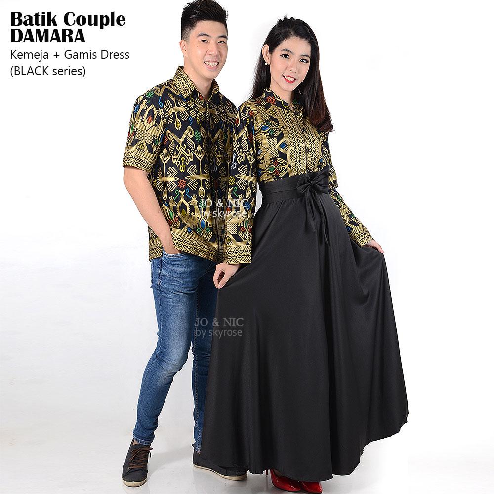 Batik Couple Premium DAMARA / Baju Batik Pasangan / Couple Sarimbit / Kemeja Batik Pria dan Dress Gamis Wanita 3 Ukuran