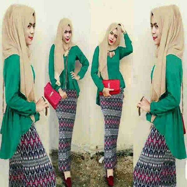 Hijab Peplum Tribal Toska Set 3In1