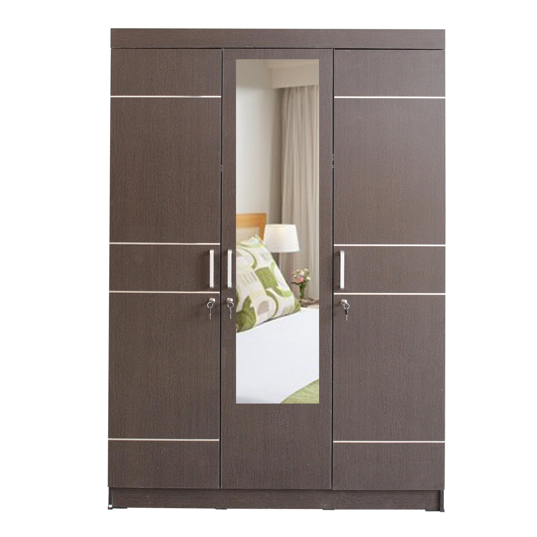 Lunar Lemari Pakaian 3 Pintu Cermin CLS 301 P Cermin - Espresso - Khusus Jabodetabek