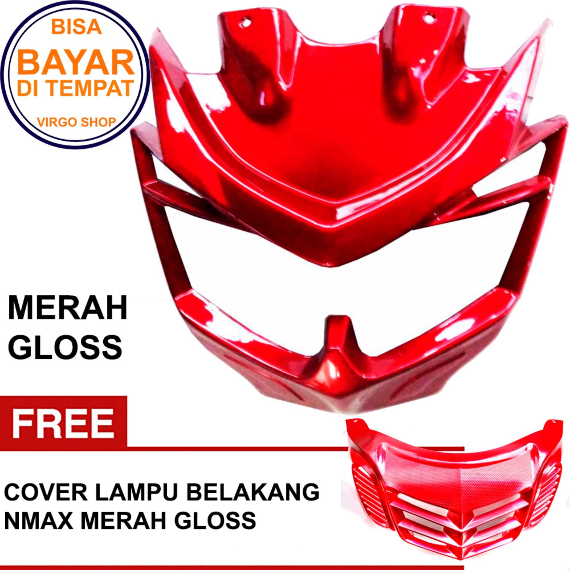 Cover Lampu Depan Nmax - Aksesoris Motor Nmax - Merah Bonus Tutup Lampu Belakang NMAX - MERAH