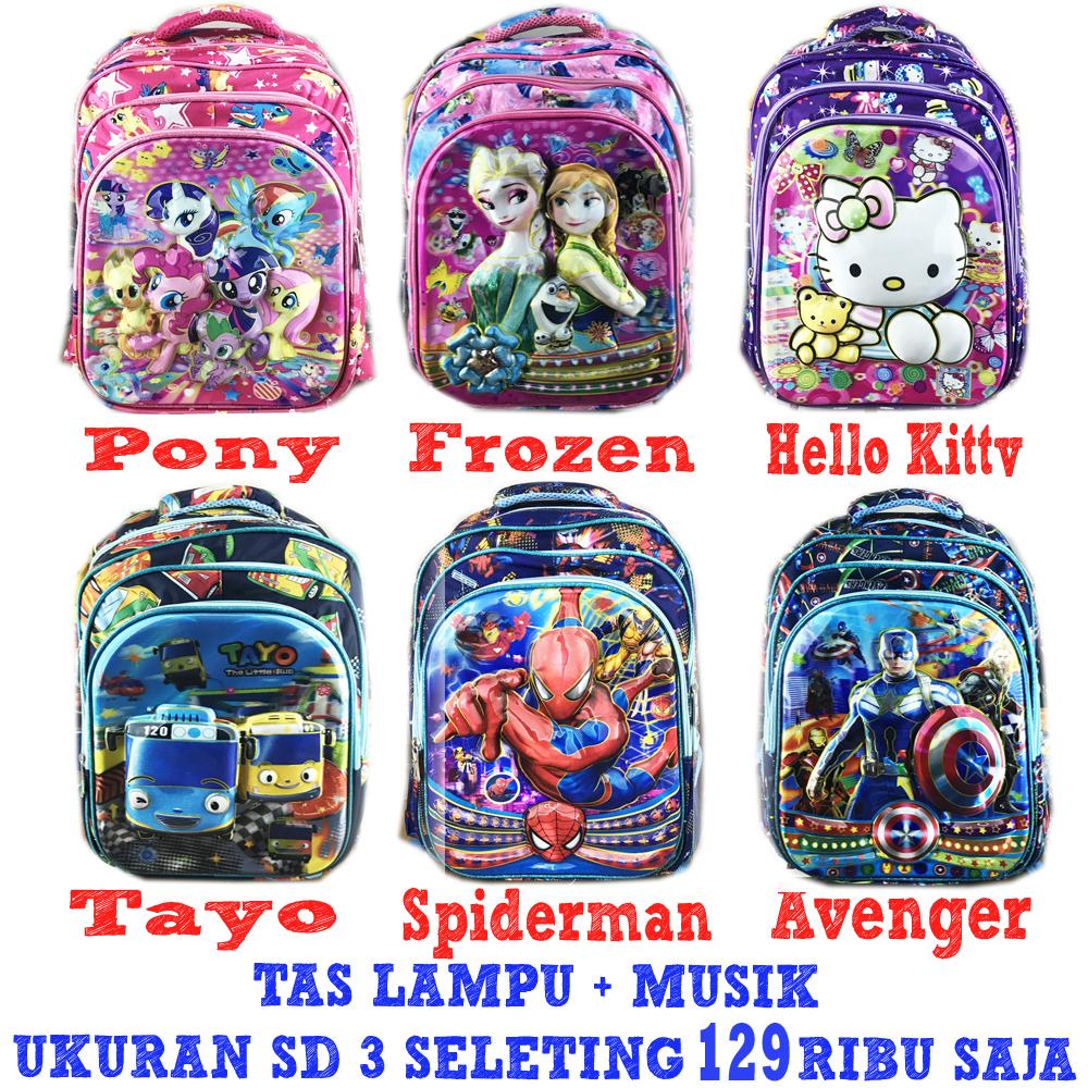 Special Hanya Di Lazada Tas Lampu Nyala + Musik Hologram Tas Ransel Sekolah Anak SD 3 Seleting Ukuran 43x32x19 ( Varian Pilihan )