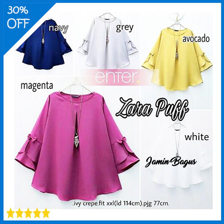 Baju Atasan Wanita Terbaru 2018 Murah zara puff Bahan Wolfis Ukuran L+ Cocok Untuk Baju Kerja dan Baju Pesta