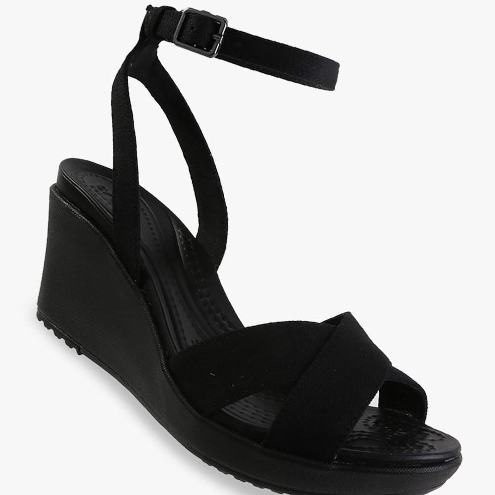 Crocs Women’s Leigh II Ankle Strap Wedge - Black - PSNET8
