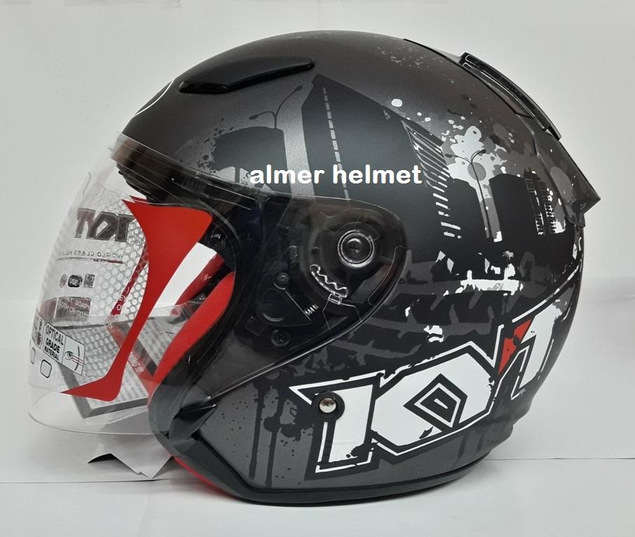 KYT DJ Maru #10 Helm Half Face - White Black Doff