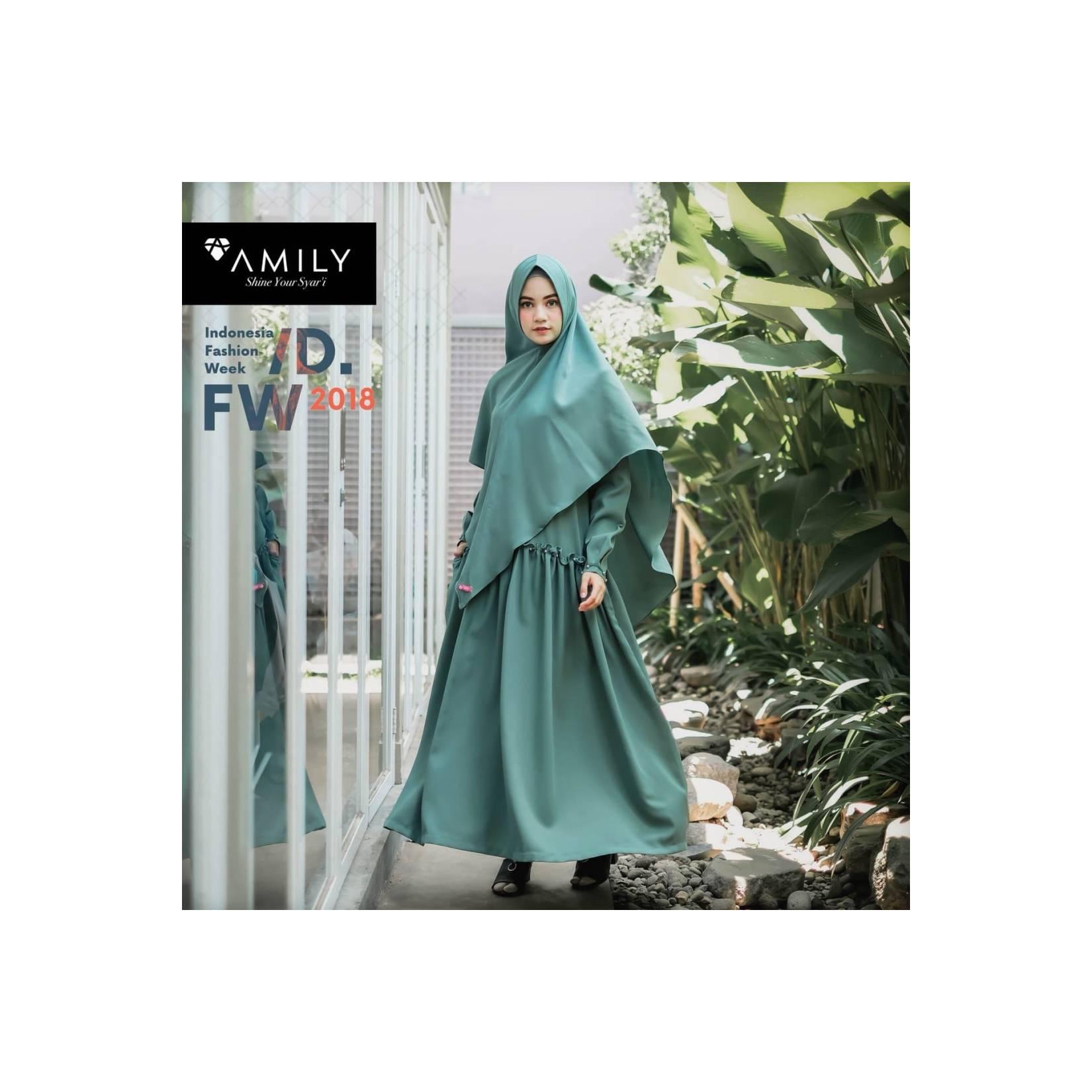 GAMIS SYARI SET HIJAU CYRA SET size M -bahan moscrepe