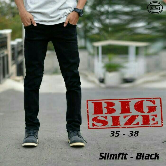 Celana Jeans Pria Big size - Celan Jeans Jumbo - Hitam