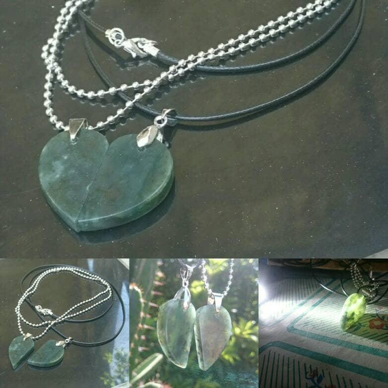 Diskon Promo Perhiasan Aksesoris Kalung Liontin Couple Love Giok Blue Jade Aceh Murah