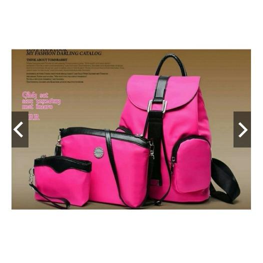 Paket Tas Ransel Wanita Gesper Tengah 3in1 Pusat Reseller Backpack