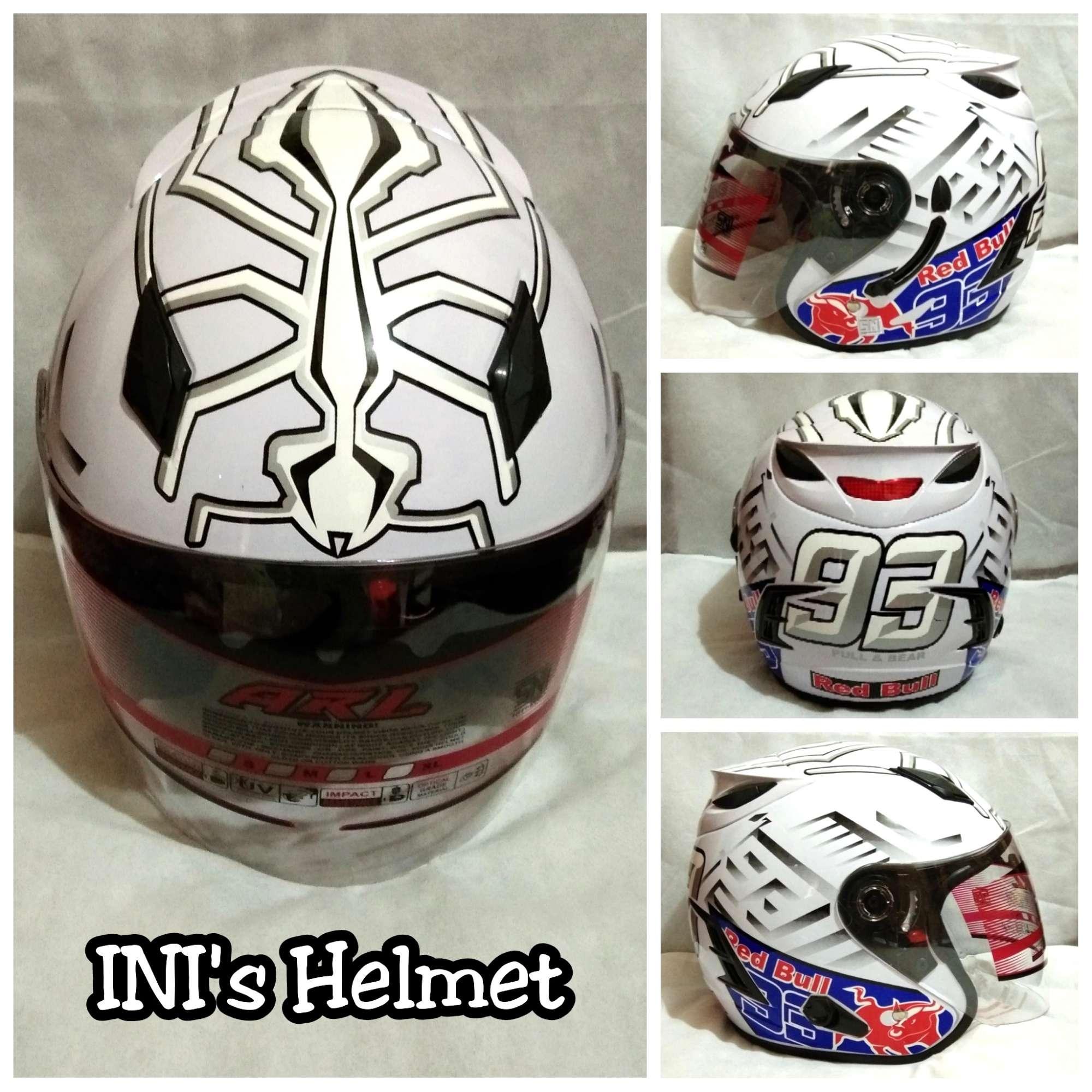 Helm ARL Centro Double Visor 2 Kaca Motif Putih 93 - SNI - INIs Mart Jakarta