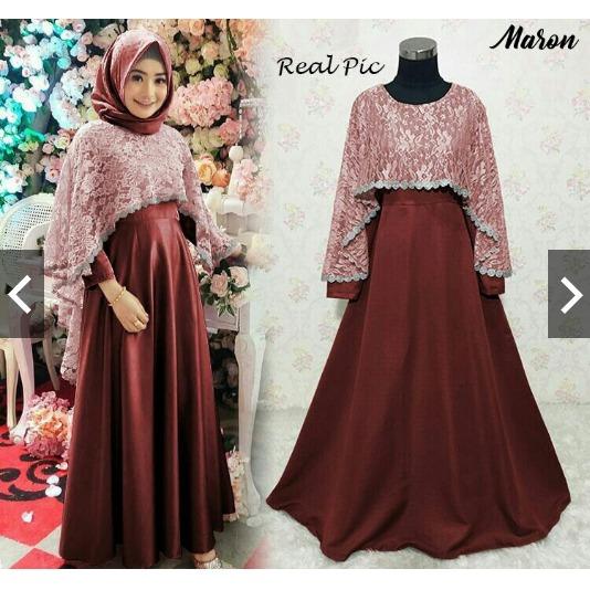 TotallyGreatShop Gamis Pesta Premium Brukat Impor memanjang ke belakang (Foto Asli / Real Pic) - Fashion Busana Muslimah - Gaun Pesta Muslim Wanita - Gamis Wisuda Modern - Gaun Party Maxy Dress Kebaya Modern ihthiara