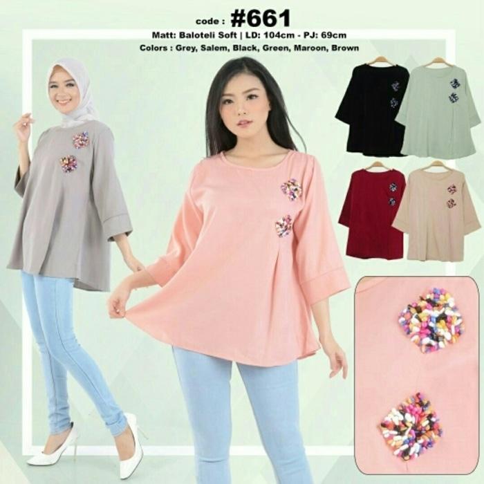 GV- Blouse Muslim Polos Mix Payet Hiasan Busana Muslim Hijab Murah Ori