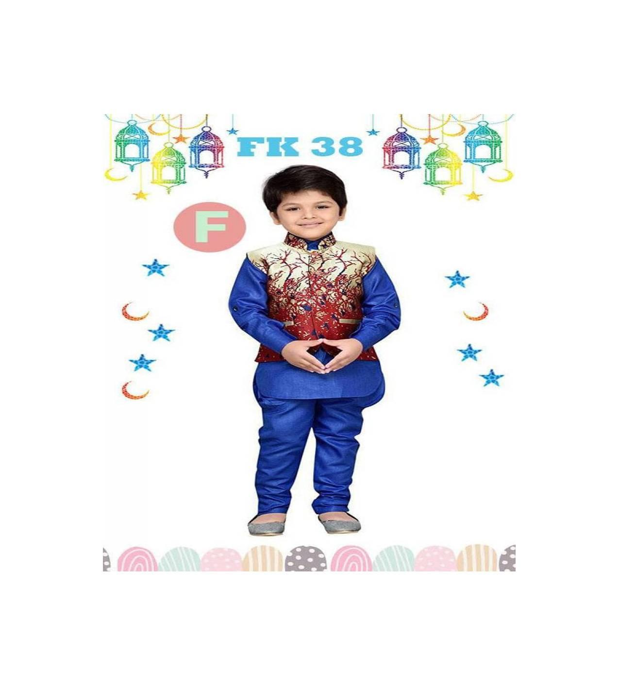 FK 38F Baju Koko Kostum Anak Kecil India Pakistan Lebaran Import Biru