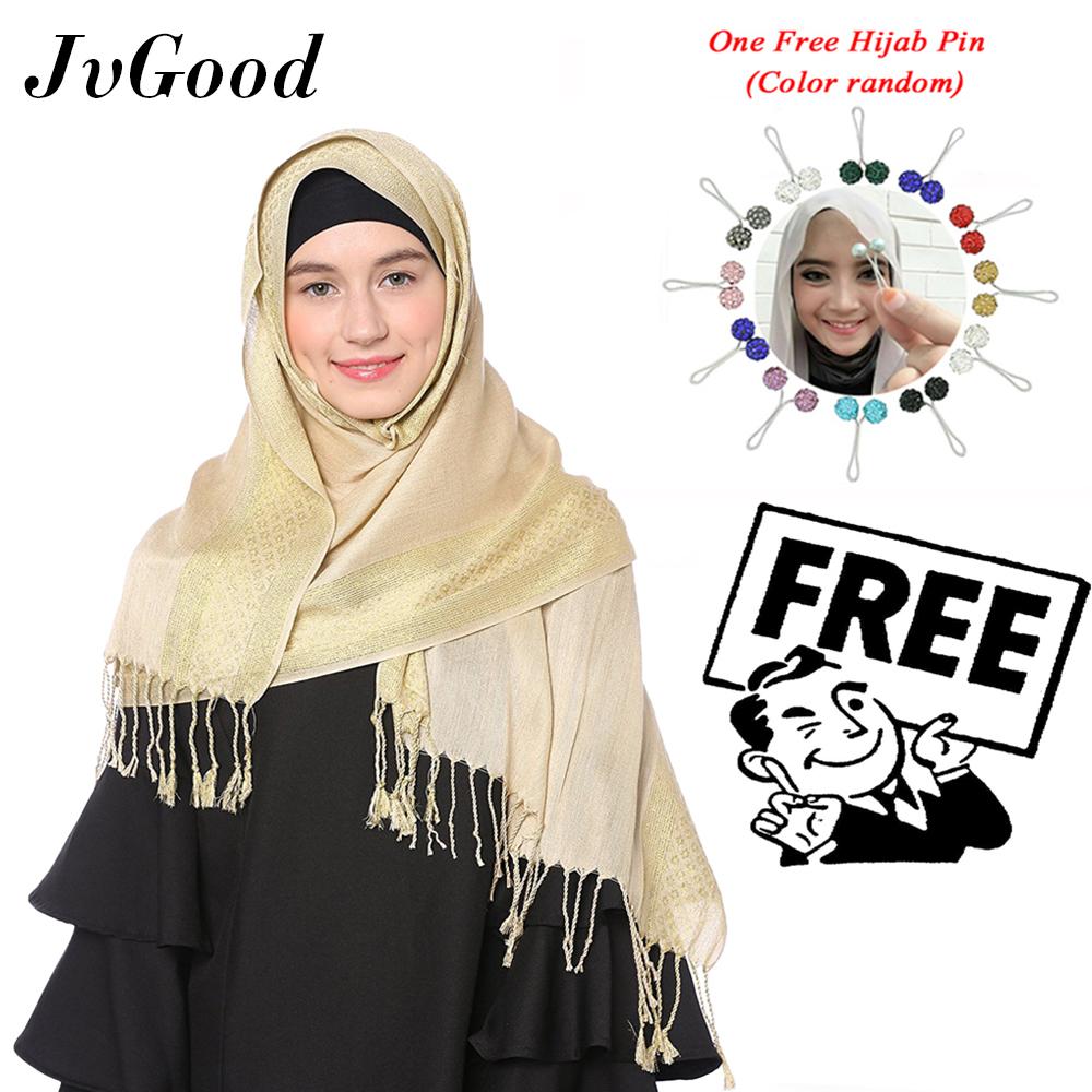 JvGood Hijab Kerudung Instan Hijab Khimar Women's Glitter Shimmer Hijab Hijab Scarf Wrap Muslim Islamic Shawl Long Scarf with Tasse