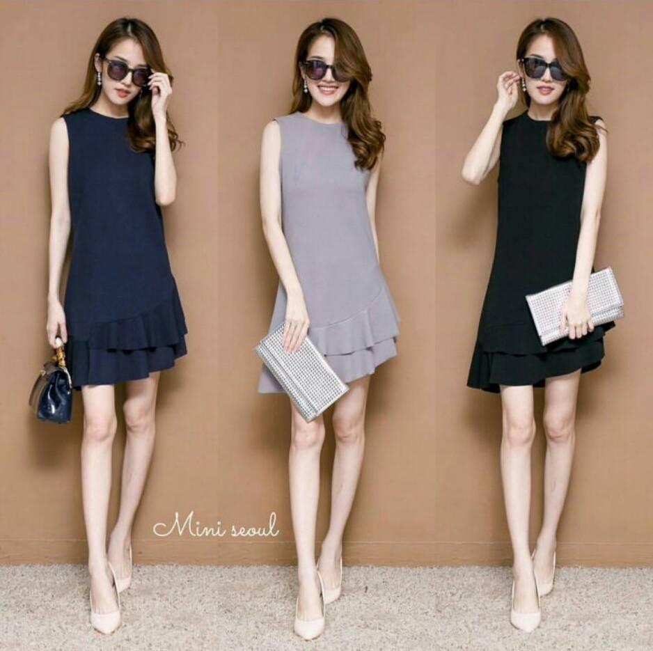 AG Apparel Dress Ruffle Varian Warna / Dress Wanita / Fashion Wanita / Baju Kekinian / Dress Fashion / Dress Kaos Wanita / Dress T-shirt Wanita / Gaun Kaos Wanita / Atasan Murah / Dress Santai Wanita / Gaun Remaja / Gaun Kasual / Dress Casual Wanita