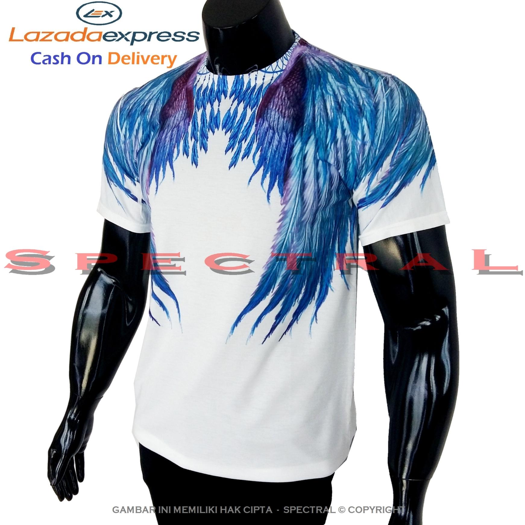 Spectral – SAYAP BIRU PRINTING 100% Soft Cotton Combed 30s Kaos Distro Fashion T-Shirt Atasan Terbaru Baju Pakaian Polos Pria Wanita Cewe Cowo Lengan Murah Bagus Keren Jaman Kekinian Jakarta Bandung Gambar Putih Bulu Bird Angelic Angel Print Warna Warni