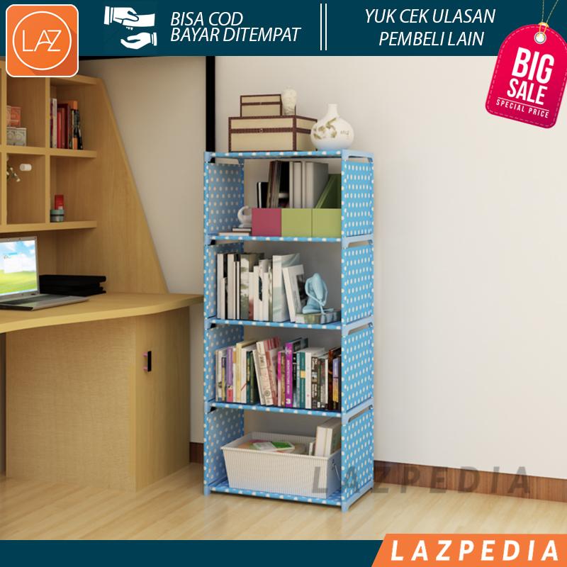 Laz COD - Rak Portable Serbaguna 5 SUSUN (Mudah di Bongkar Pasang) Cocok Untuk Merapikan Buku Pelajaran Anak Agar Tersusun Rapi Bahan Non Woven + Rangka Berbahan Plastik - Lazpedia A21