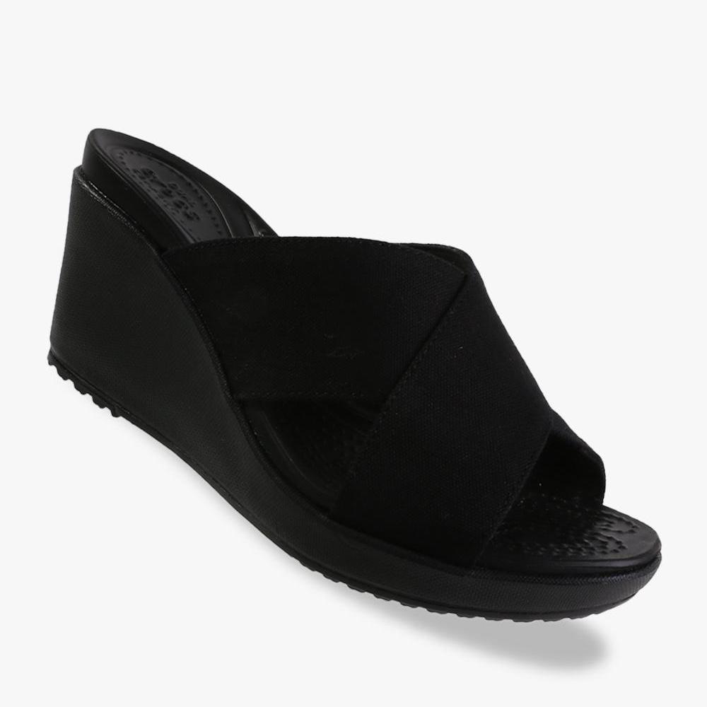Crocs Women's Leigh II Cross-Strap Wedge - Black - PSNET8