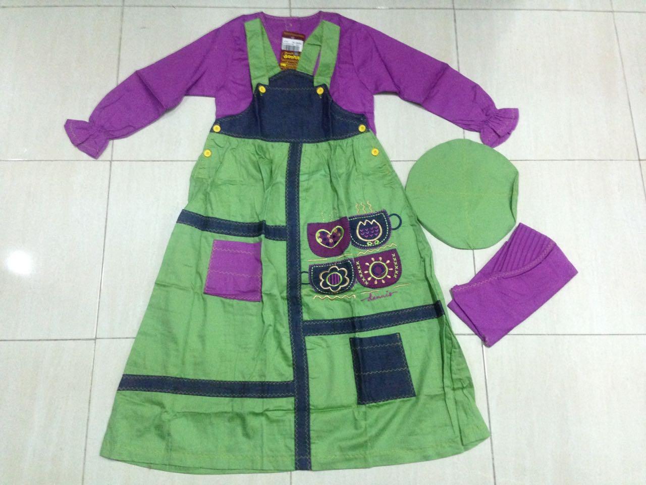 Setelan Overall Dannis Baju Muslim Anak Perempuan tipe Rok C