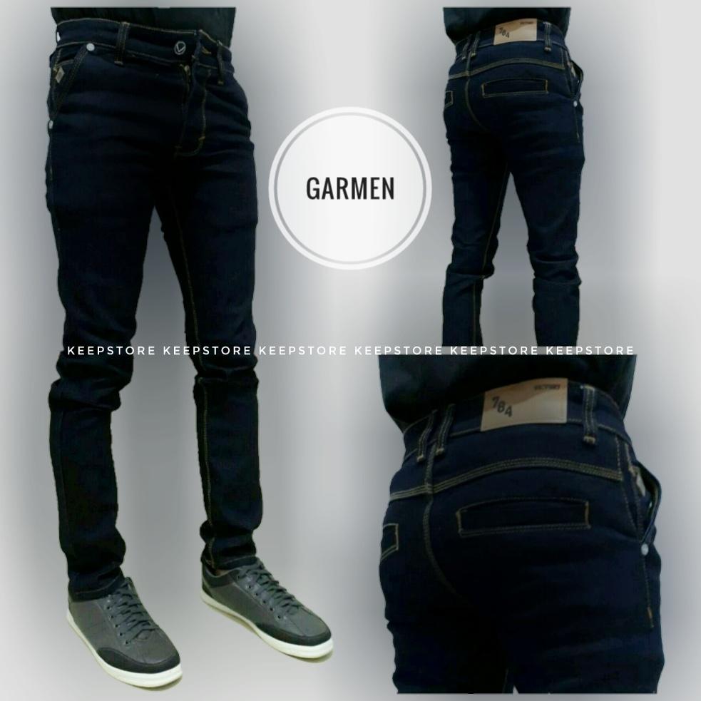 KS Celana jeans pria / jeans skinny fit (biru wash)