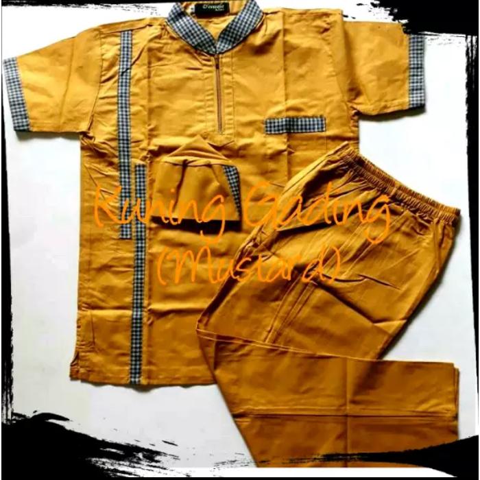 BAJU KOKO MUSLIM ANAK STELAN WARNA KUNING SERI 2 TERLARIS