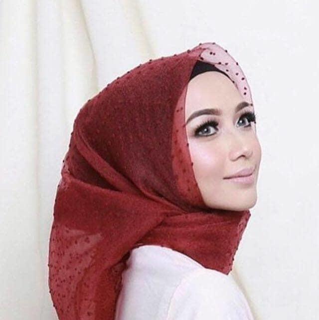 IJAB JILBAB KERUDUNG SEGIEMPAT ORGANZA RUBIAH DOT PREMIUM