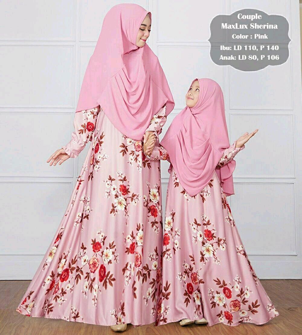 Baju Gamis Couple Maxmara Ibu & Anak Lengkap Dengan Khimar