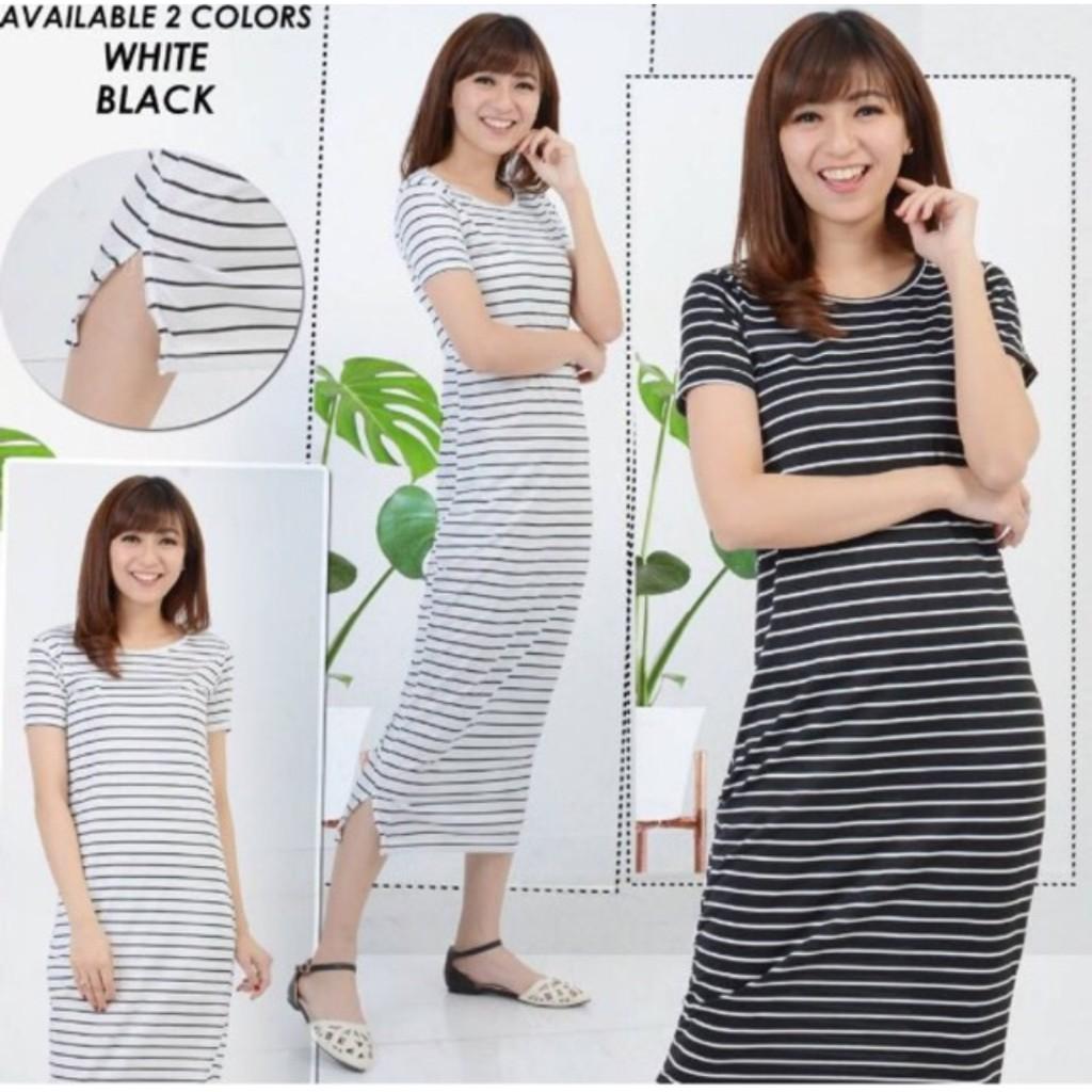 Labelledesign DRESS MAXI ELSA STRIPE BLACK