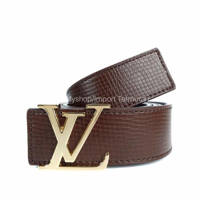 GESPER IKAT PINGGANG KULIT IMPORT PRIA COWO BRANDED LV 95 BROWN - DHFO