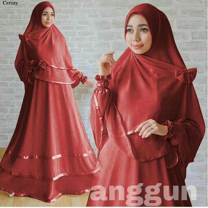 ANGGUN SYARI JILBAB | GAMIS MERAH MAROON |PAKAIAN MUSLIM BUSANA MAX